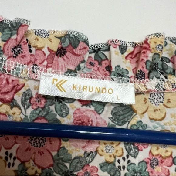 Kirundo Floral Print Babydoll Tent Tiered Mini Dress Pinm White Green Large - Picture 9 of 12